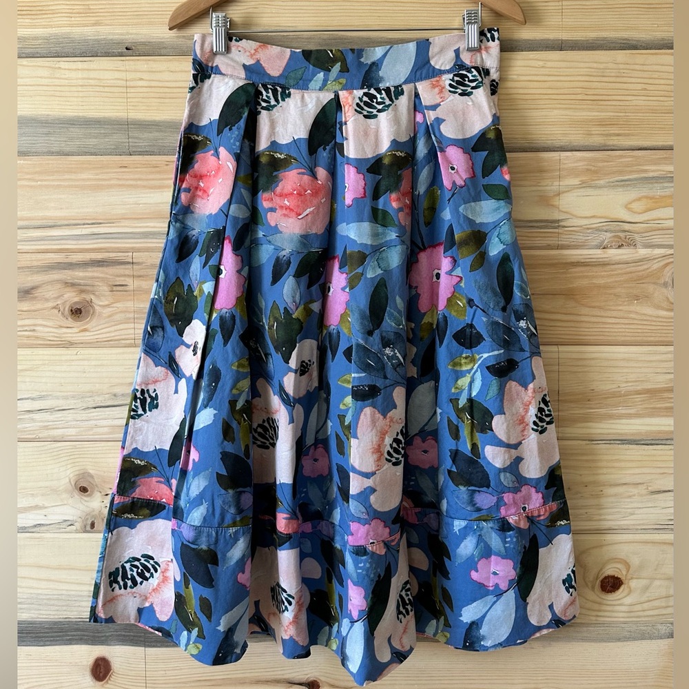 Vintage Clara jeans design Floral Blue Skirt